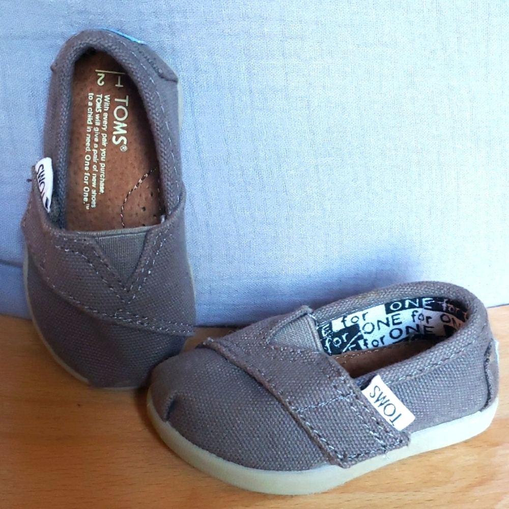 TOMS Grey Classic Canvas Shoe- Infant